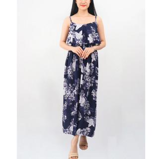 Đầm maxi đi biển 2 dây dáng dài eo bo thun tole lanh AMYRA - Váy maxi đi biển dáng dài mặc vào mùa hè mát cho mẹ Va047