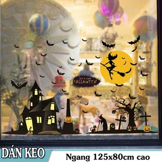 Decal trang trí tường - Ngôi Nhà Kinh Dị Hoa Trang Halloween