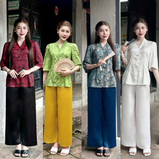 Pháp phục đi chùa, Bộ lam đi chùa chất liệu Lụa Gấm mềm mịn, bộ đi chùa sạng trọng