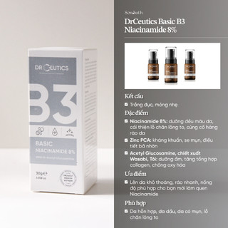 Tinh chất DrCeutics Basic B3 Niacinamide 8% Serum 30g
