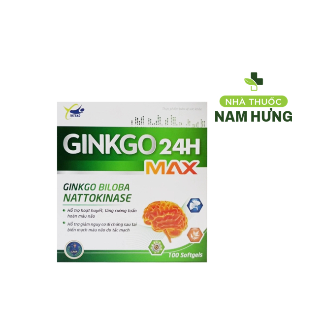 Hỗ trợ hoạt huyết, tăng cường tuần hoàn não Ginkgo 24H Max hộp 100 viên