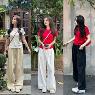 Quần Vải Thô Suông Kaki Form Ống Rộng Basic Mặc Cực Xinh m886