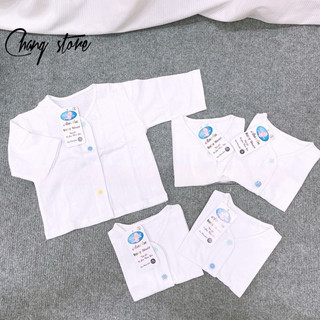 Áo Tay Dài, Tay Ngắn Cổ Tim Trắng AN AN Cho Bé Sơ Sinh 3-8KG