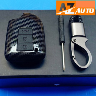Ốp bọc chìa khóa xe Toyota Vios 2019-2024 Toyota Yaris 2019-2022 vân Carbon- kèm móc đeo INOX(hàng cao cấp)