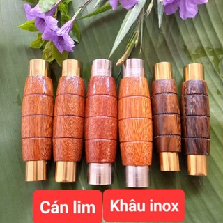 Chuôi dao, cán dao gỗ lim 2 khâu inox, khâu mạ vàng đồng