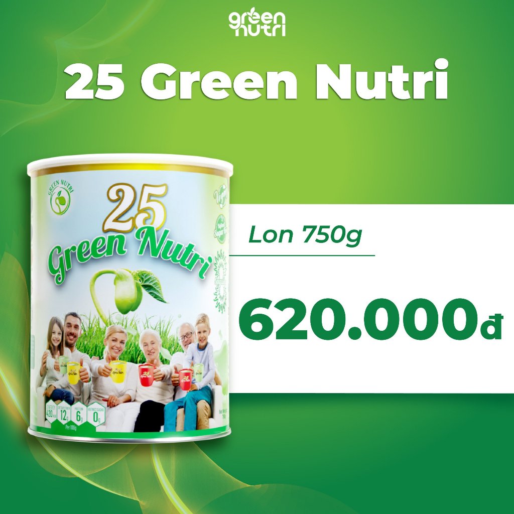 25 Green Nutri - Sữa Hạt Ngũ Cốc Có Chứa Tảo Xoắn Spirulina Tốt Cho Sức Khỏe - Lon 750Gr