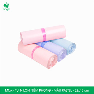  MT21xx - 32x45 cm - Combo 100 túi nilon đóng hàng niêm phong - Màu pastel - Túi gói hàng quần áo 