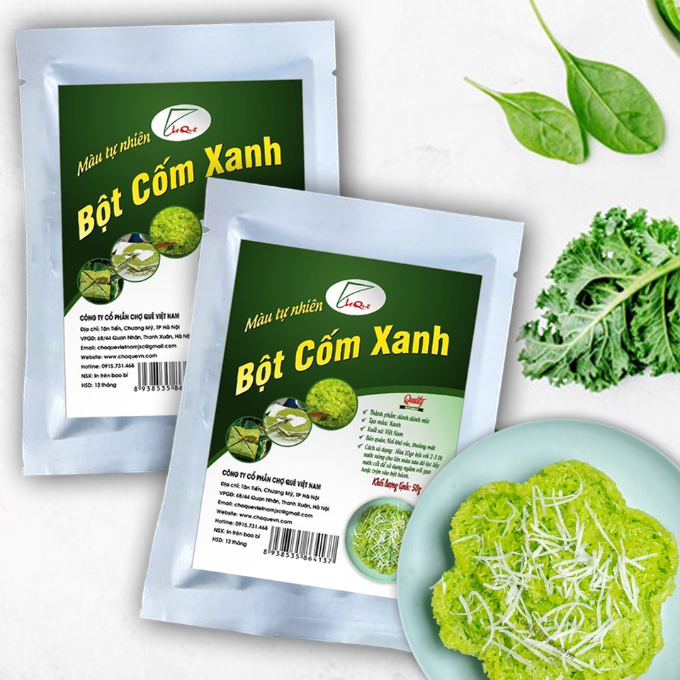 Bột cốm xanh 50g nấu xôi màu xanh siêu đẹp nguyên chất sấy lạnh
