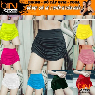 Quần đùi váy tập gym yoga aerobic thể thao lưng cao chất liệu thun poly co dãn 4 chiều BINSPORTS Q134