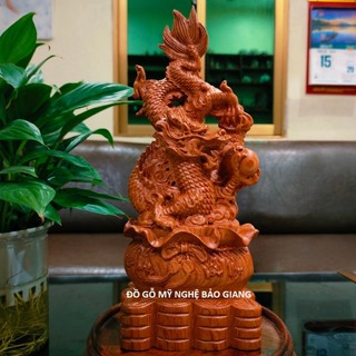 Tượng con rồng gỗ hương cao 30 cm