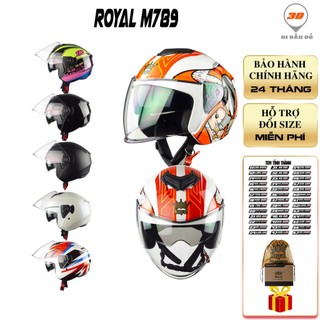 Mũ Bảo Hiểm 3/4 Royal M789 Cao Cấp - 2 Kính, Chính Hãng, Bảo Hành 12 Tháng, Tặng Kèm Tem Và Túi Rút.