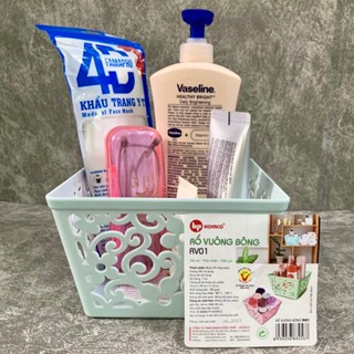 RỔ VUÔNG BÔNG HOFACO RV01 kích thước 18 x 18 x 11,2 cm đựng đồ tiện lợi, tiết kiệm không gian