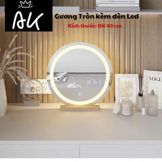 Gương để bàn trang điểm có led, gương tròn để bàn, bao bể vỡ, nhiều kích thước, có cảm ứng tắt mở