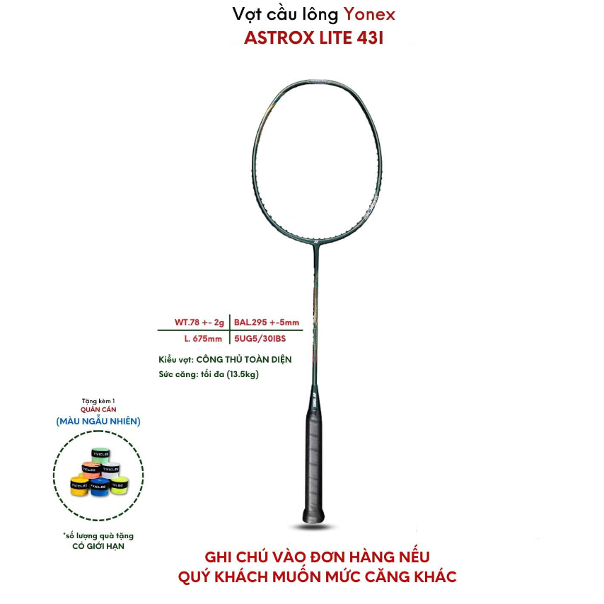 Vợt Cầu Lông Yonex Astrox Lite 43i Chính hãng Công thủ toàn diện [Tặng kèm túi nhung rút]
