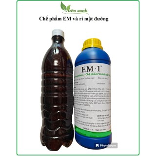 Combo chế phẩm EM men vi sinh và rỉ mật đường 1L phục vụ cho việc tạo men, ủ phân hữu cơ, đậu tương, phân cá, làm GE