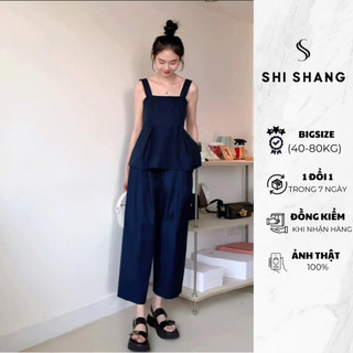 Set bộ li-en màu bò mix quần suông áo pelum