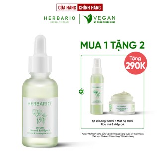Serum rau má & diếp cá herbario 30ml tặng xịt khoáng rau má & diếp cá 100mk +mặt nạ rau má & diếp cá 30ml