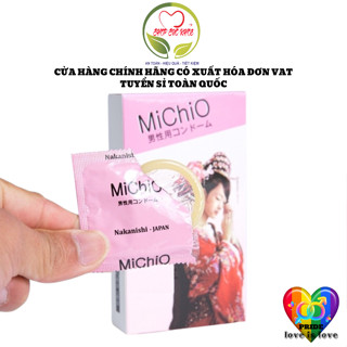 Bao Cao Su MICHIO Nhật Bản Hộp 12 Cái, Gân Sọc Kích Thích Đa Điểm, Siêu mỏng Trơn Mượt - Date xa