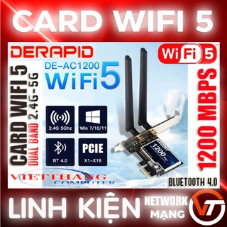 Card mạng derapid wifi 5 dual band ac1200 1200mbps 802.11ac có bluetooth 4.0 - pcie wifi adapter 2.4ghz/5ghz