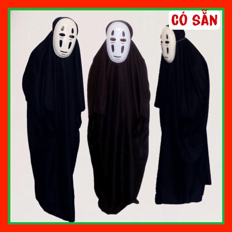 Hoá trang Halloween, cosplay vô diện nhiều size, trọn bộ hoá trang Vô Diện gồm áo choàng, bao tay và mặt nạ