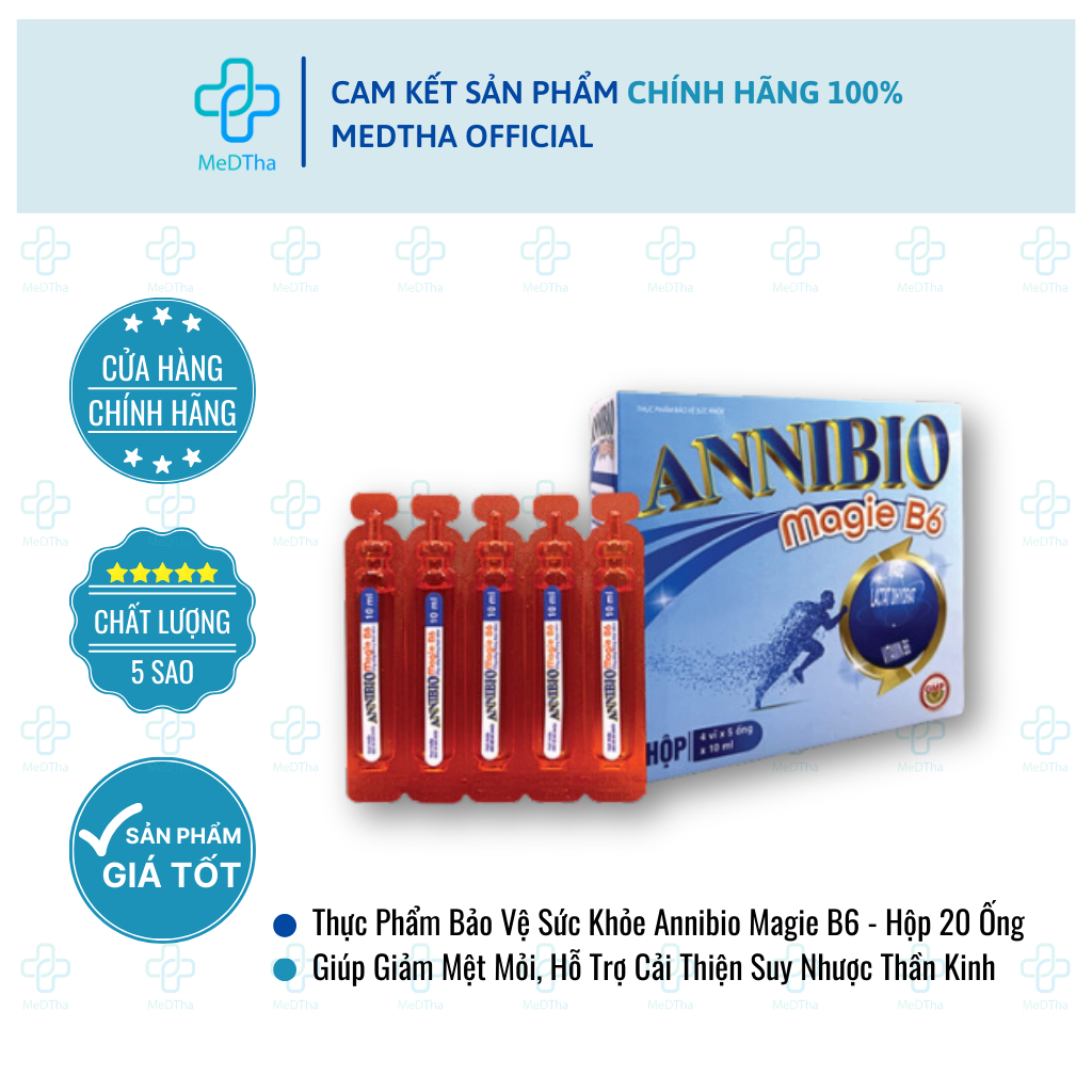 Annibio Magie B6 - Giúp Giảm Mệt Mỏi, Hỗ Trợ Cải Thiện Suy Nhược Thần Kinh (Hộp 20 Ống)