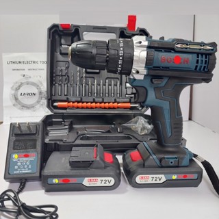 Máy khoan pin Bosh 72V 3 chức năng, 100% lõi đồng, Tặng bộ phụ kiện 24 chi tiết