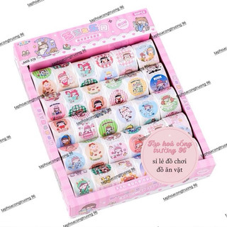 Hộp 30 cuộn dán sticker nhãn dãn tròn nhiều mẫu siêu sinh