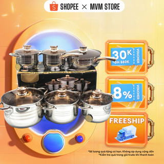 Bộ Nồi Chảo Engelberg 6 Món Inox Cao Cấp, Bộ Nồi Đức 5 Đáy Chính Hãng , Siêu Dày Siêu Bền Cho Gia Đình Nội Trợ MVM STORE