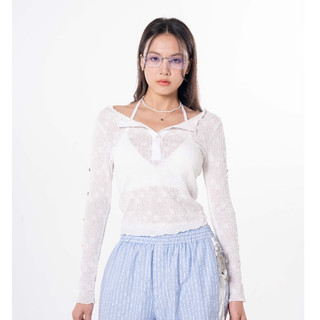 Áo nữ dáng ôm cài nút trước ngực và xẻ nút dọc tay kiểu Hàn Quốc - MERMAID TOP - NOTYET
