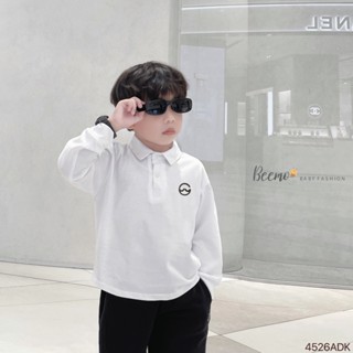  Beemo Áo dài tay polo in nổi phối cúc vải cotton thoáng mát cho bé trai từ 9-25kg 4526ADK 