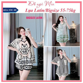 Pijama đùi lụa LATIN - lụa mịn in hoạ tiết siêu hot - siêu mát