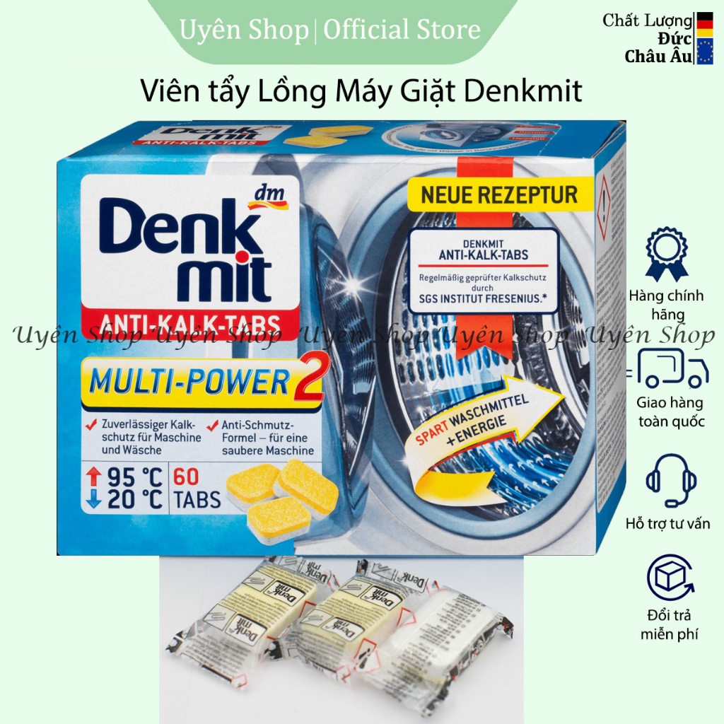 Viên Tẩy Lồng Máy Giặt Denkmit HÀNG ĐỨC, Sạch Lồng Máy, Tiết Kiệm Điện Nước, Lẻ 1 Viên