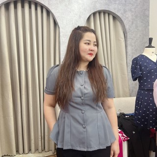 Áo bigsize nữ kiểu cổ tròn đính hạt nút bọc vải cotton dự tiệc đi chơi MON big size 50 - 90kg