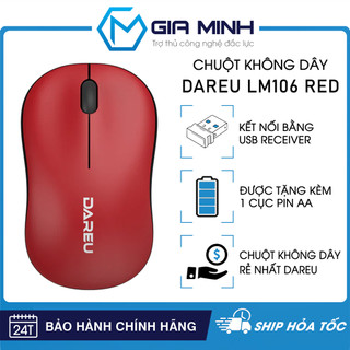 Chuột không dây dareu lm106g - màu đỏ - bảo hành 2 năm