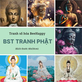 Tranh Sơn Dầu Số Hóa Phật Giáo BEE HAPPY Tranh Tự Tô Màu, Nhiều Mã, Căng Khung Sẵn, Tặng Kèm Sơn Bóng