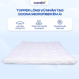 Topper bông Doona Microfiber cao cấp êm ái, dày dặn thấm hút mồ hôi, kháng khuẩn tốt