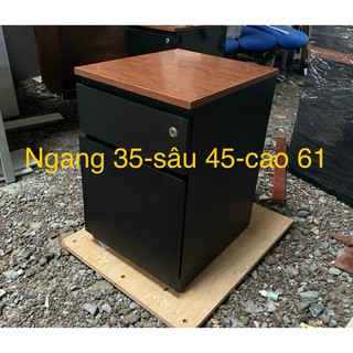Thanh lý tủ 2 ngăn kéo đen phối nâu sang trọng. Tủ nhỏ có ngăn kéo. Tủ đầu giường. Hộc tủ di động