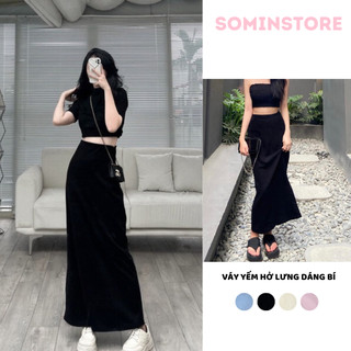 Chân váy suông dài thun co giãn cạp phẳng sominstore