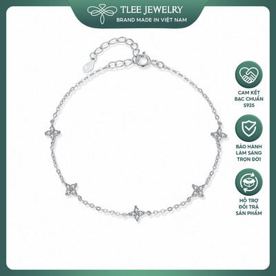 Lắc tay bạc nữ TLEE mặt hoa nhí bốn cánh xinh xắn TLEE JEWELRY LT0366