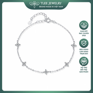 Lắc tay bạc nữ TLEE mặt hoa nhí bốn cánh xinh xắn TleeJewelry LT0308