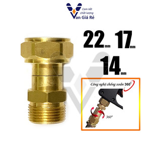 Khớp chống xoắn dây súng xịt rửa xe, ống nước, xoay 360 độ, ren 22 - 17 - 14 - 13