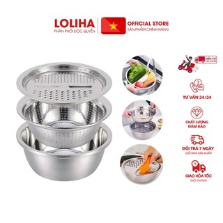 ⛔giadungduylong⛔ bộ rổ, chậu, nạo inox