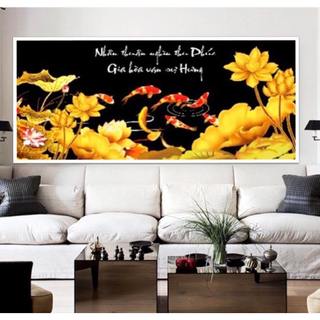 Tranh đính đá Cửu Ngư (Gia Hòa Vạn Sự Hưng) - 120x60cm, 150x70cm (chưa đính đá)