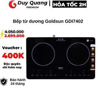 Bếp từ đôi dương, bếp điện từ đôi Goldsun GDI7402, Công nghệ Inventer tiết kiệm điện có màn hình Led bảo hành 24 tháng