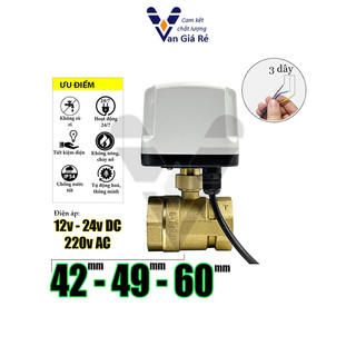 [Van bi điện 2 lỗ] Van khoá nước đóng mở điều khiển bằng motor điện 220v phi 42 49 60