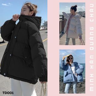 Áo phao béo from rộng có mũ 4 màu đen trắng ,xanh tím hàng QC cao cấp-TD001