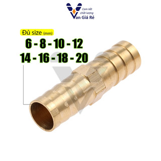 (Loại dầy) Nối thẳng 2 đầu đuôi chuột 6 8 10 12 16 18 20 (mm) đồng thau