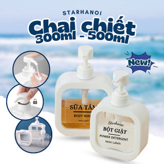 Chai Chiết Sữa Tắm Dầu Gội Trong Suốt Bình 300 500ml Starhanoi Hộp Đựng Nước Rửa Tay Bát Có Vòi