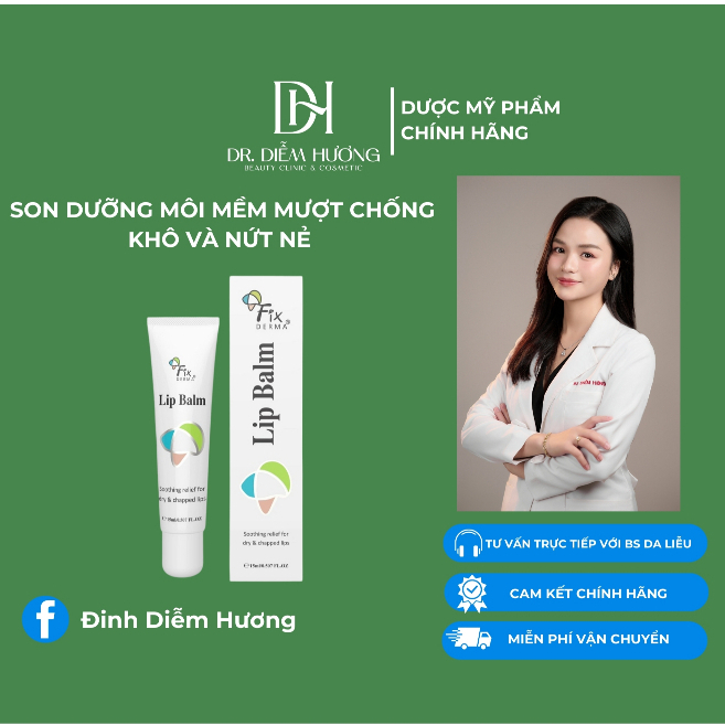 [CHÍNH HÃNG] SON DƯỠNG MÔI MỀM MƯỢT CHỐNG KHÔ VÀ NỨT NẺ LIP BALM 15G FIXDERMA