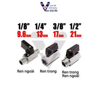 Van bi mini, van khóa ren trong ren ngoài, tay bướm, đồng xi